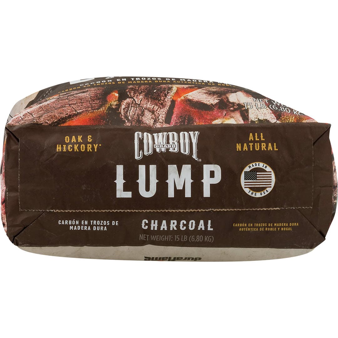 Cowboy Oak & HIckory Hardwood Lump Charcoal  bottom of bag
