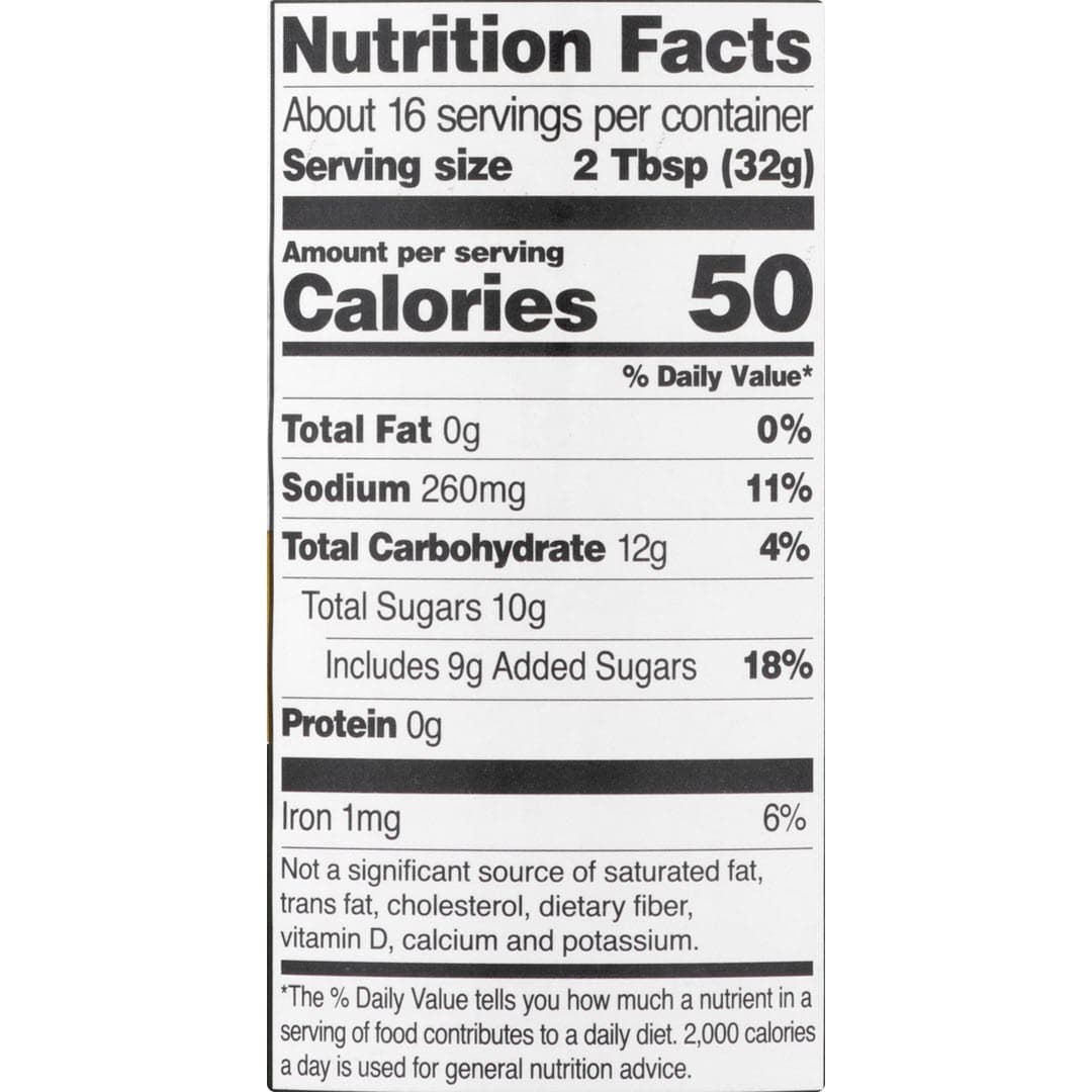 Bottle of Cowboy Range Style Sweet & Tangy BBQ Sauce Nutrition Facts