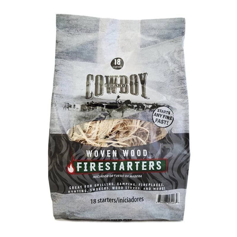 Bag of 18 Cowboy Woven Wood Firestarters for Grilling Camping Fireplaces, hunting, smokers, and wood stoves