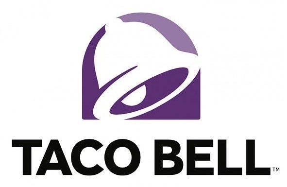 A purple taco bell logo on a white background