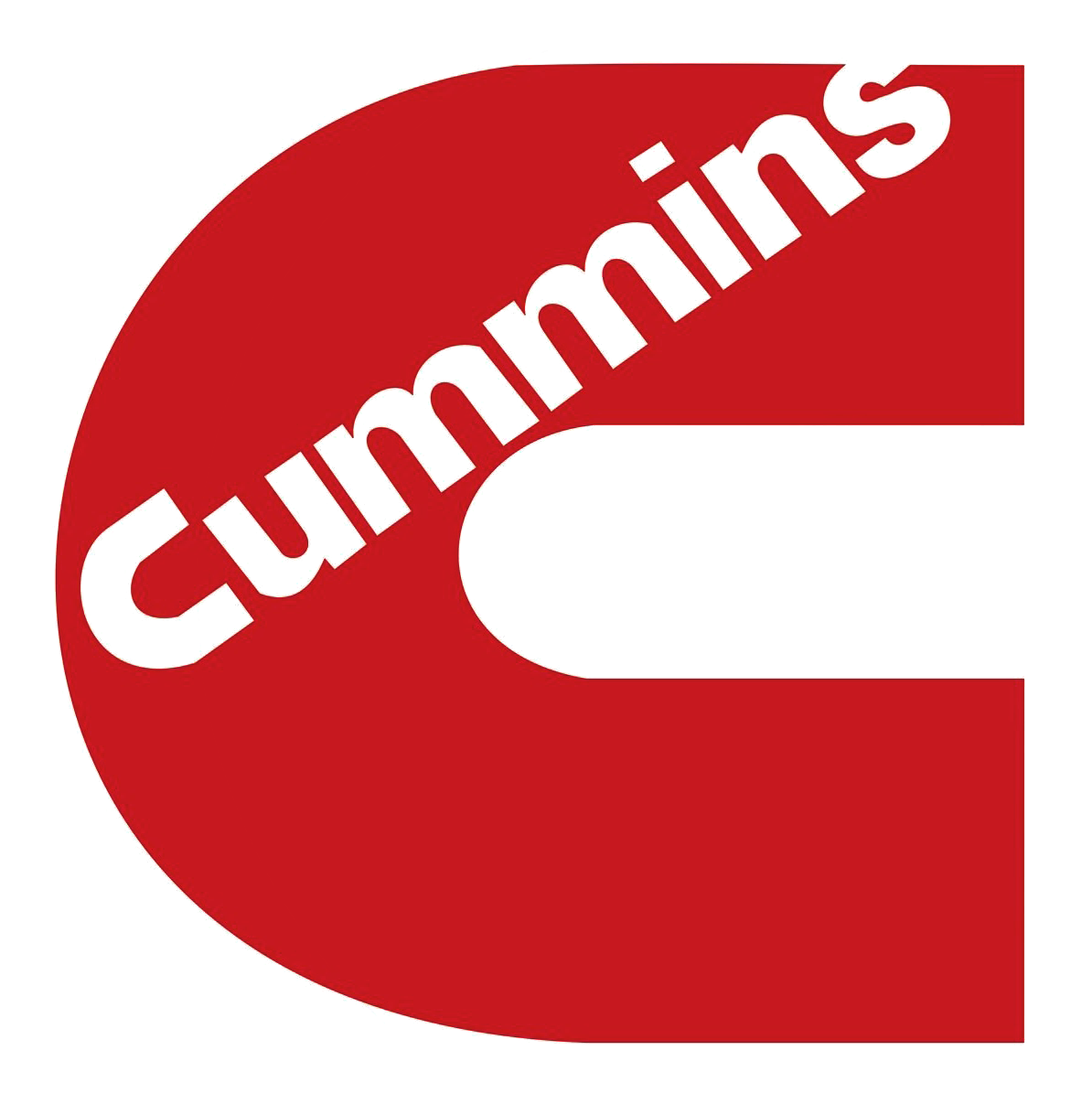 Red Cummins logo with a white 