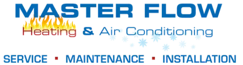A logo for master flow heating and air conditioning