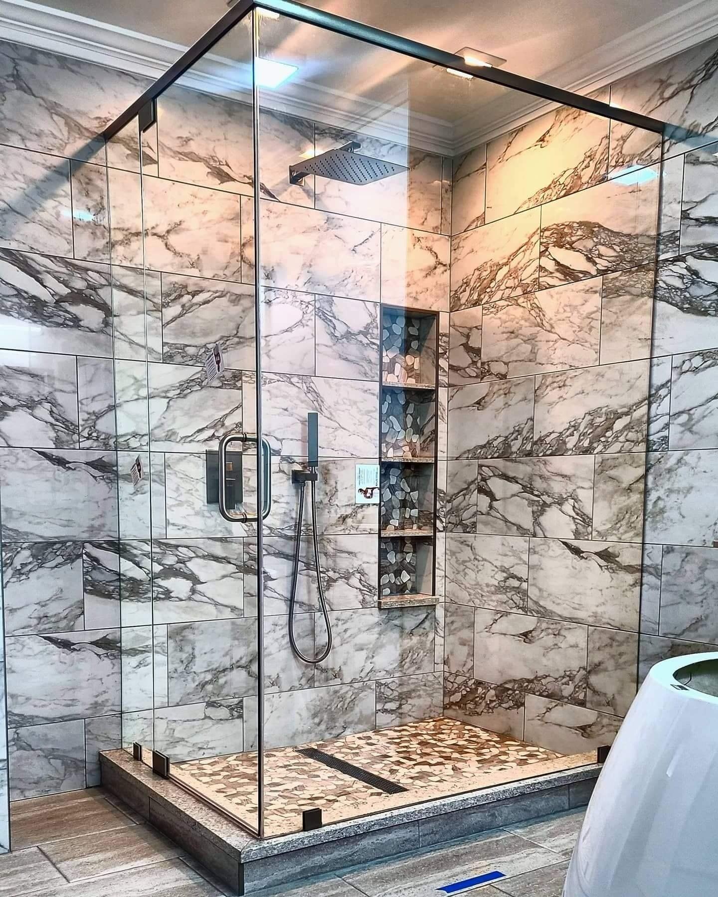 Beautiful Bathroom Shower Door & Tile — Hillsborough, NJ