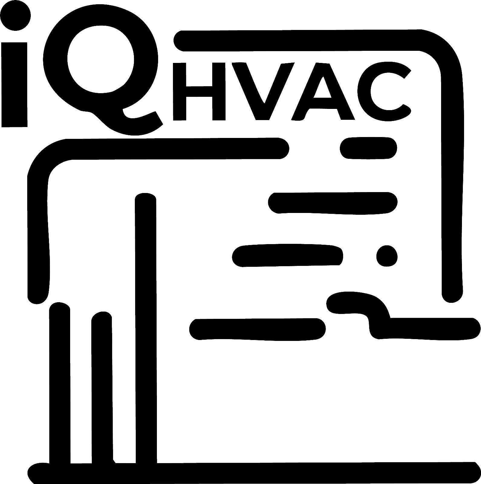 IQHVAC logo in black with stylized rounded lines and text.