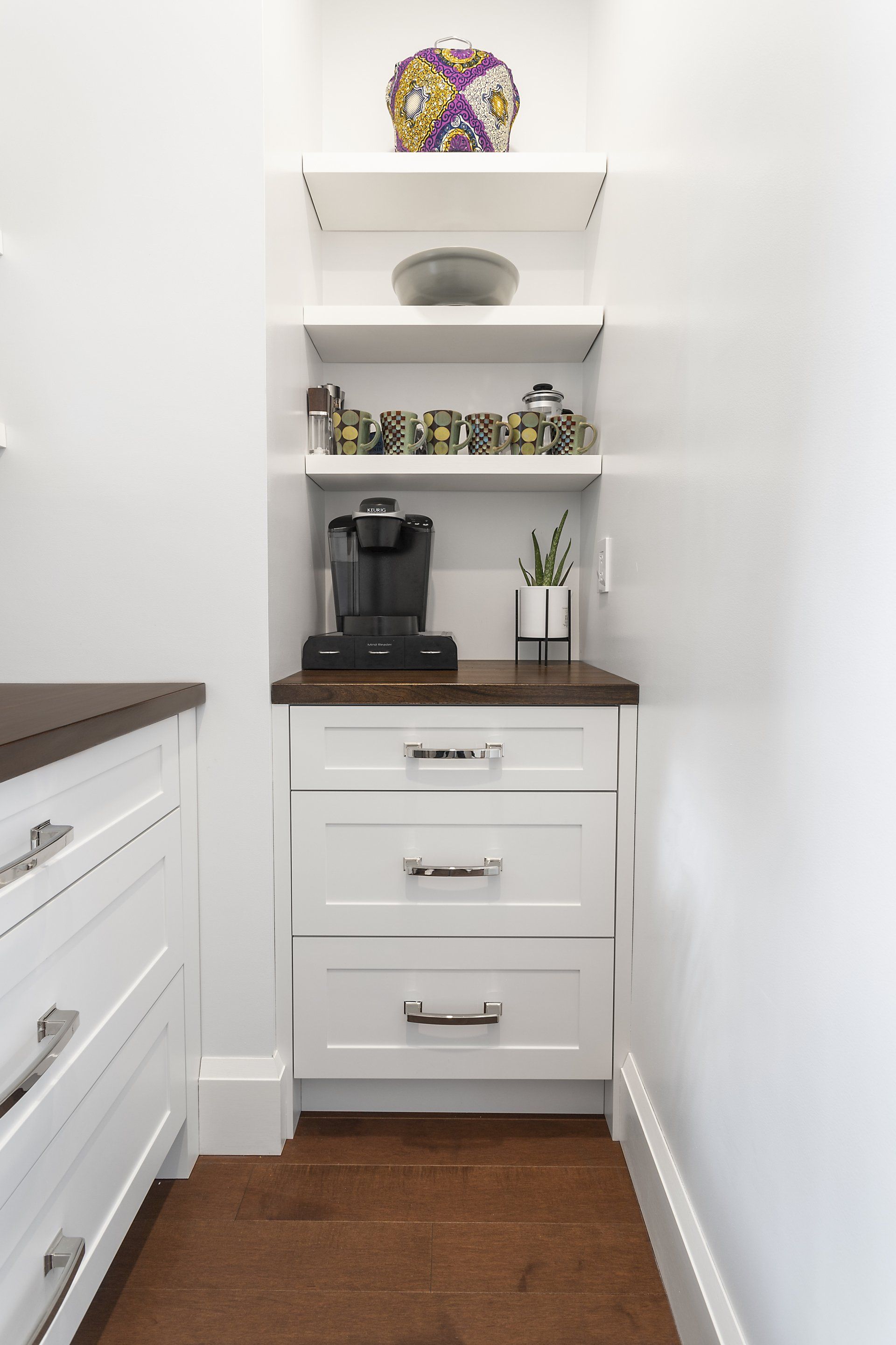 kitchen with white marble countertops