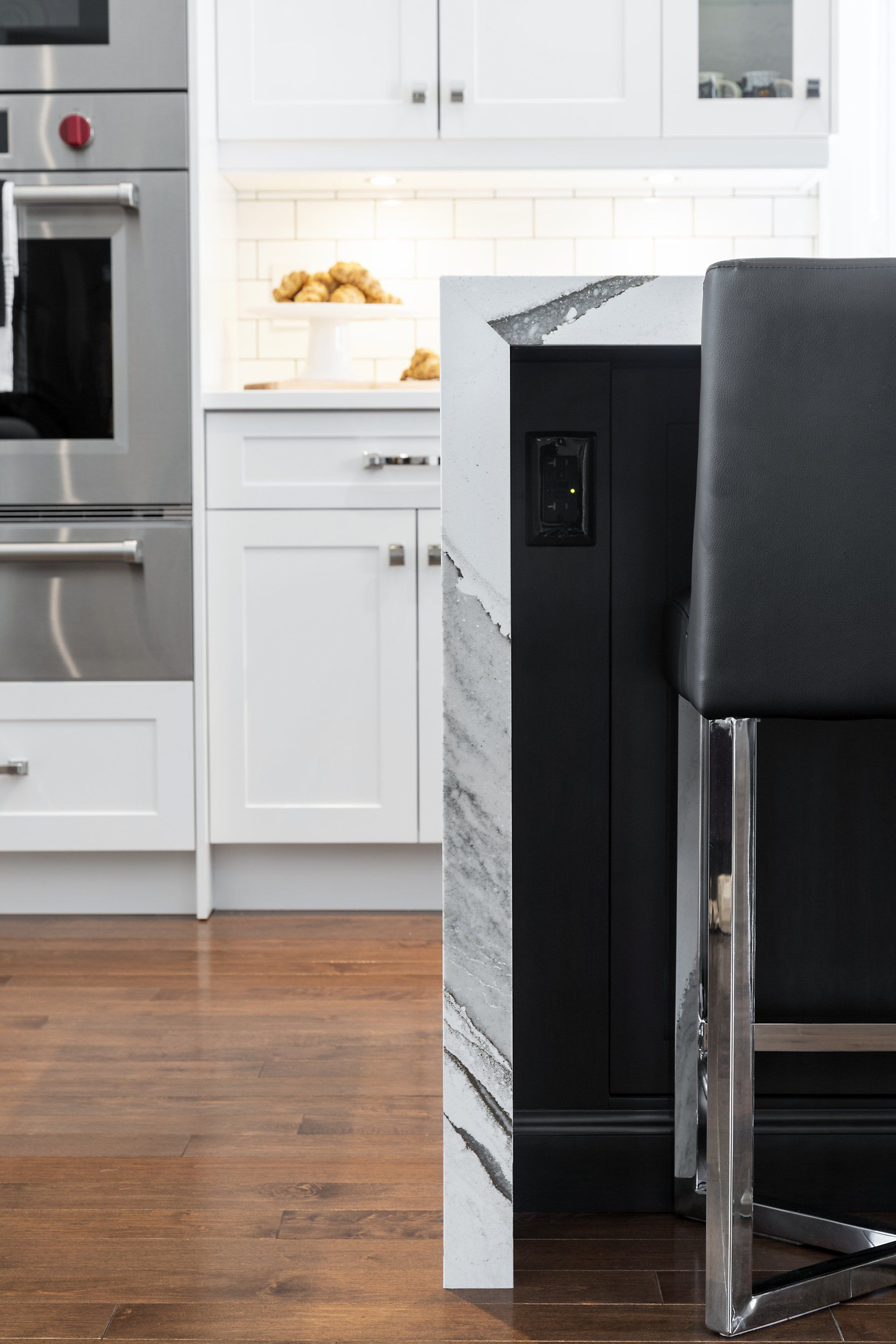 kitchen with white marble countertops