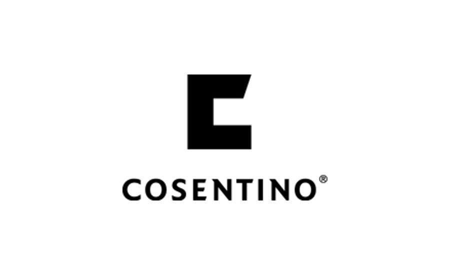 A black and white logo for cosentino on a white background.