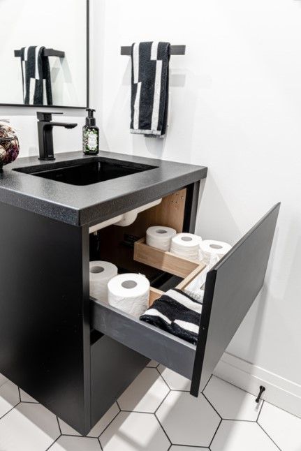 Bathroom vanity drawer under sink