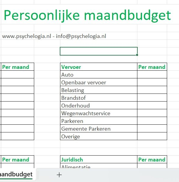 Persoonlijk Maandbudget