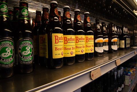 variety of lager bottles sold at a super market