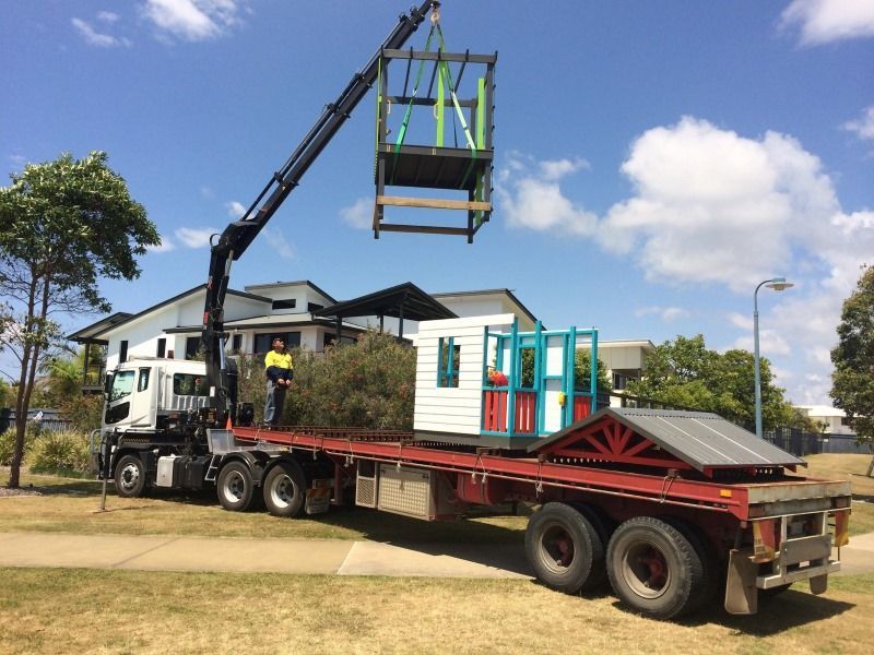 A Truck With a Crane on the Back of It — Trucking Crane Trucks in Caboolture, QLD