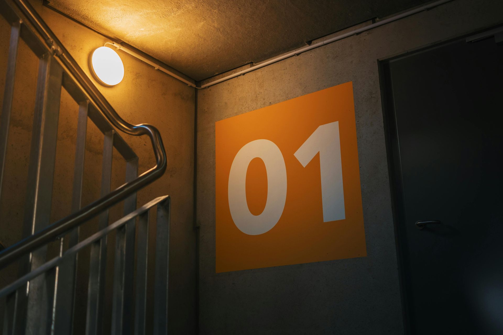 Picture of number 1 painted on the wall