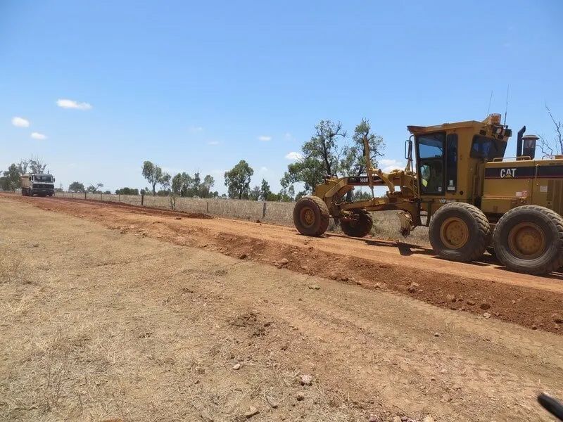 Bulldozer Working On A Road Construction — Mike Barlow Earthmoving Pty Ltd in Rockhampton, QLD