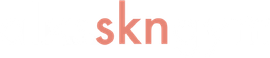 The word skn is written in red on a white background.