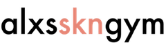 The word alxsskngym is written in black and red on a white background.