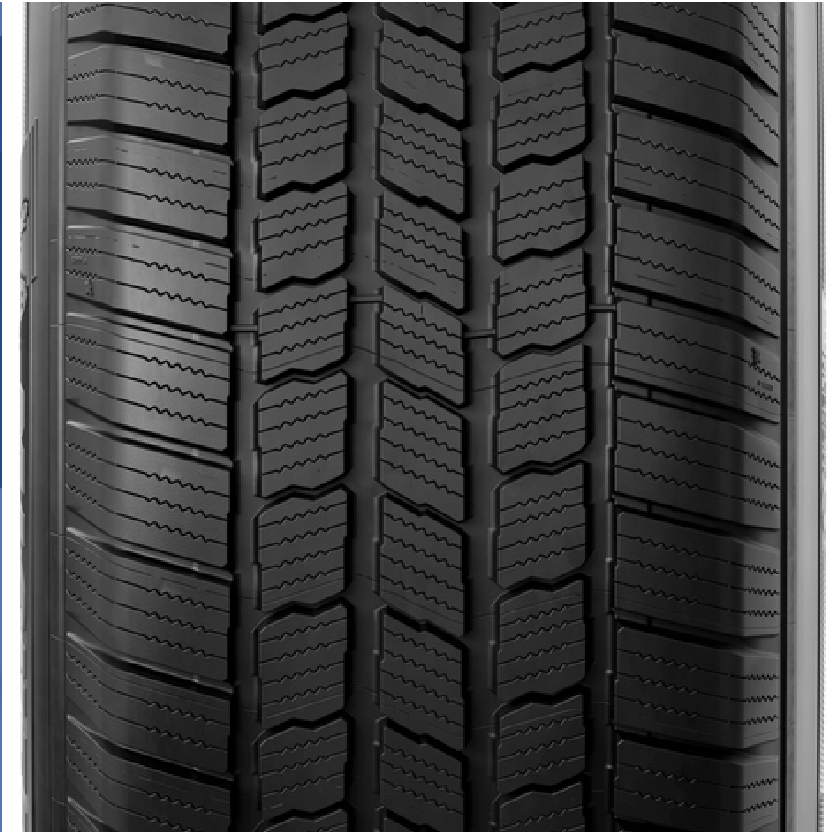 a close up of a tire with a chevron pattern