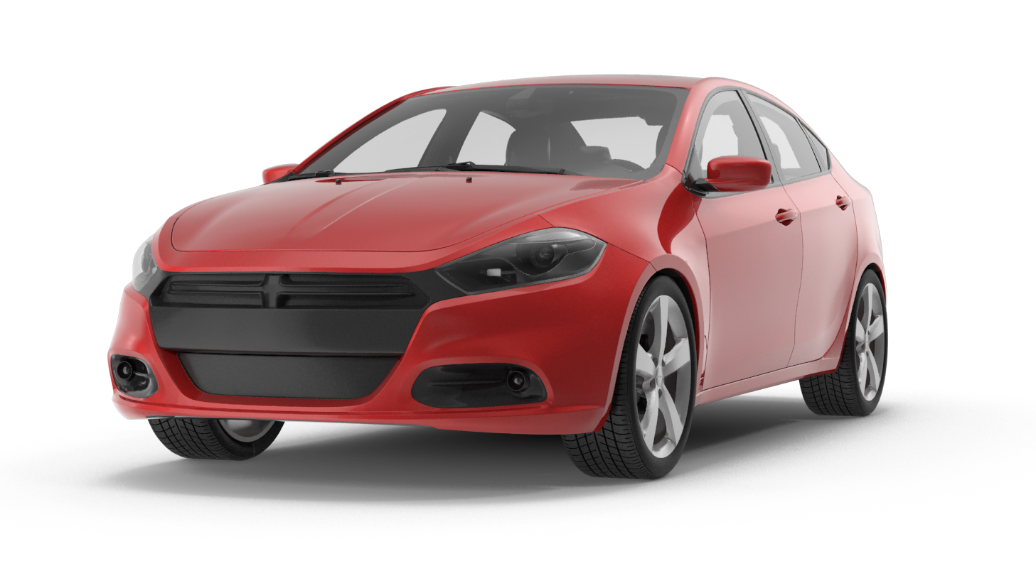 A red car is on a white background.