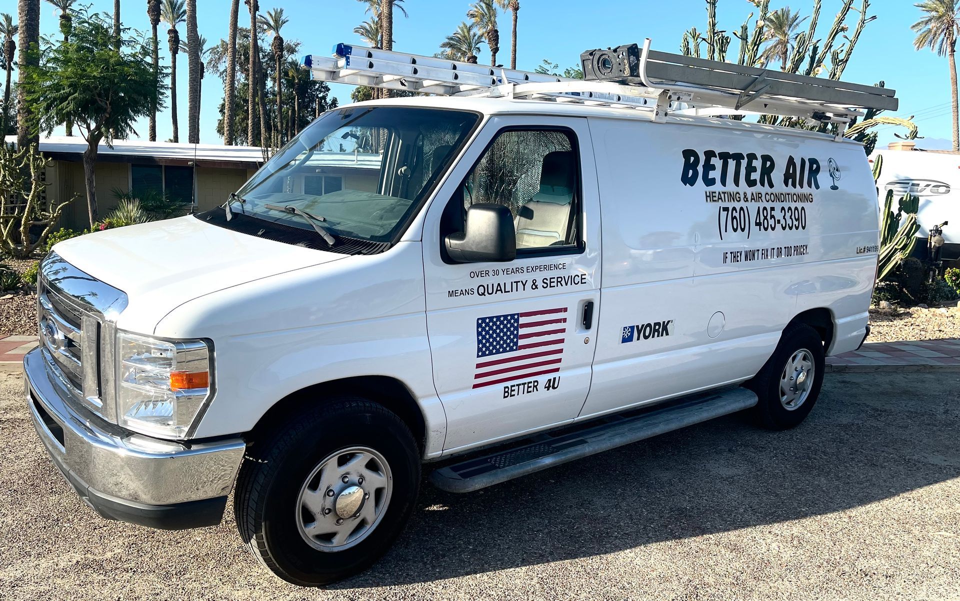 A white van with better air written on the side