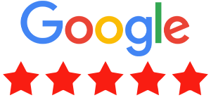 A google logo with five stars on it