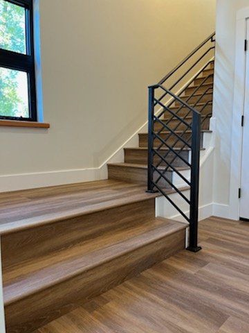 warm wood flooring on staircase