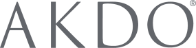 A close up of the akdo logo on a white background.