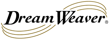 The dream weaver logo is a black and gold logo on a white background.