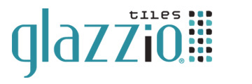 A blue and black logo for glazzio tiles