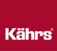 A red background with the word kahrs in white letters.