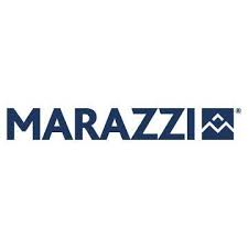 The logo for marazzi is blue and white and looks like a mountain.