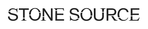 A black and white logo for stone source on a white background.