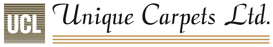The logo for unique carpets ltd. is shown on a white background.