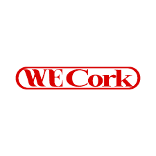 The we cork logo is red and white on a white background.