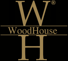 A logo for woodhouse h on a black background