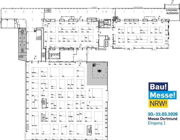 Voransicht des Hallenplans für die Bau! Messe! NRW! 2026