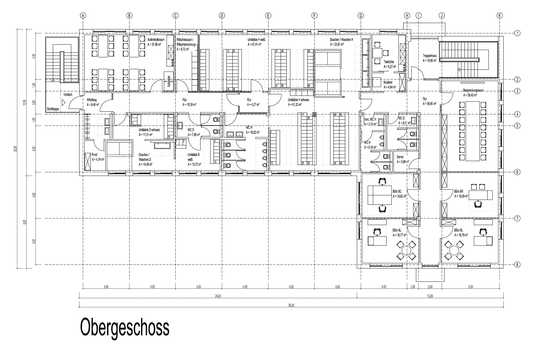 Ein schwarz-weißer Grundriss mit dem Wort Obergeschoss auf der Unterseite