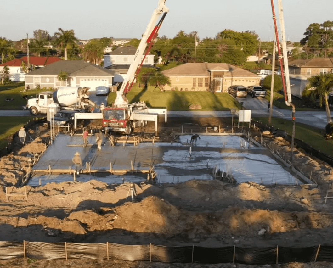 Commercial concrete contractor pours concrete for a parking lot in maple grove, MN