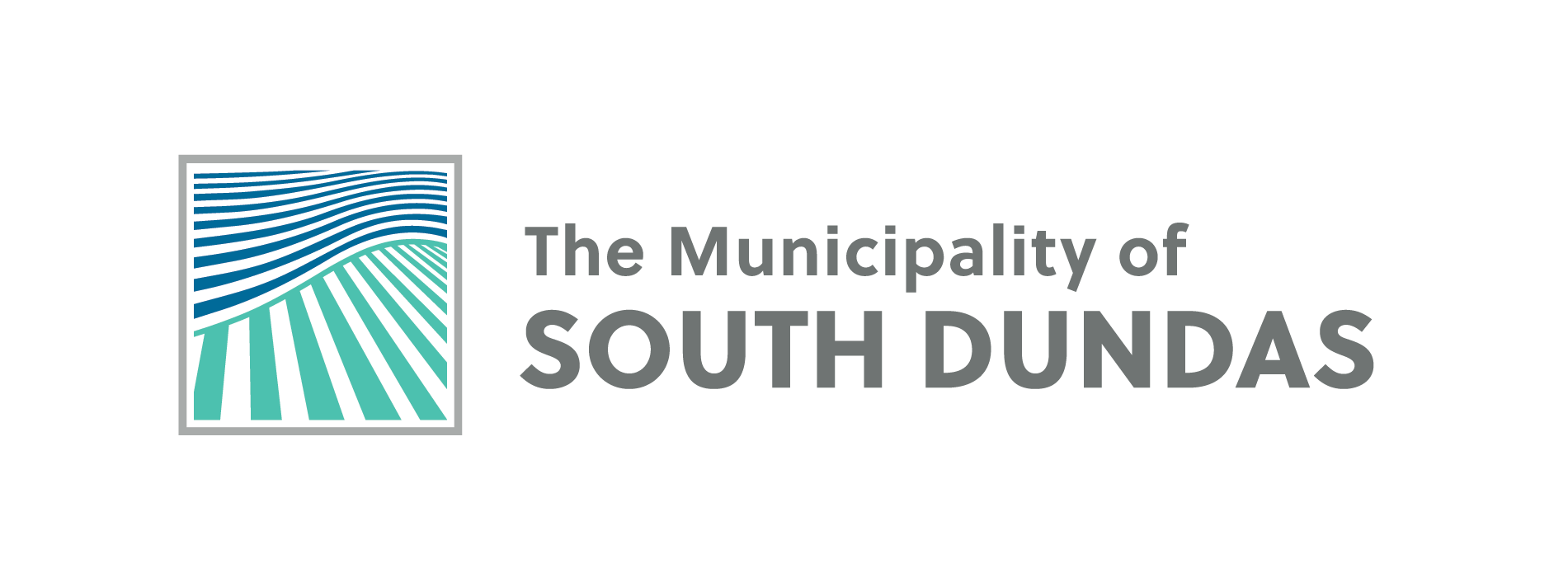 Logo of The Municipality of South Dundas. Features a square design with blue and green lines.