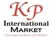 Logo for KP International Market, red