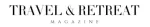 The logo of Travel and Retreat
 which is all in black.