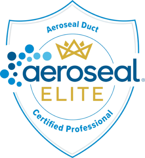 A logo for aeroseal duct elite certified professional