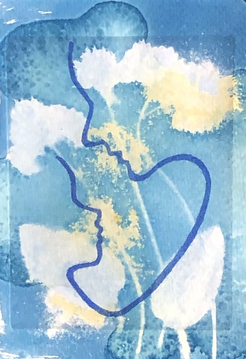 Liefde gedrukt op cyanotype