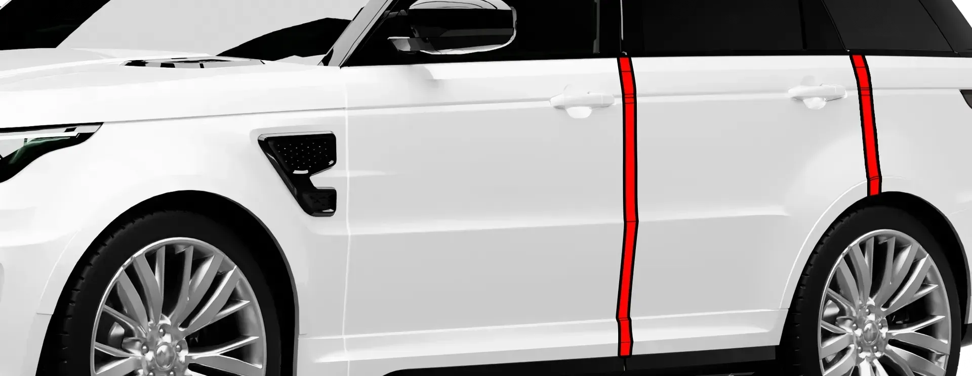 Paint protection film applied to car door edges showing impact protection areas.