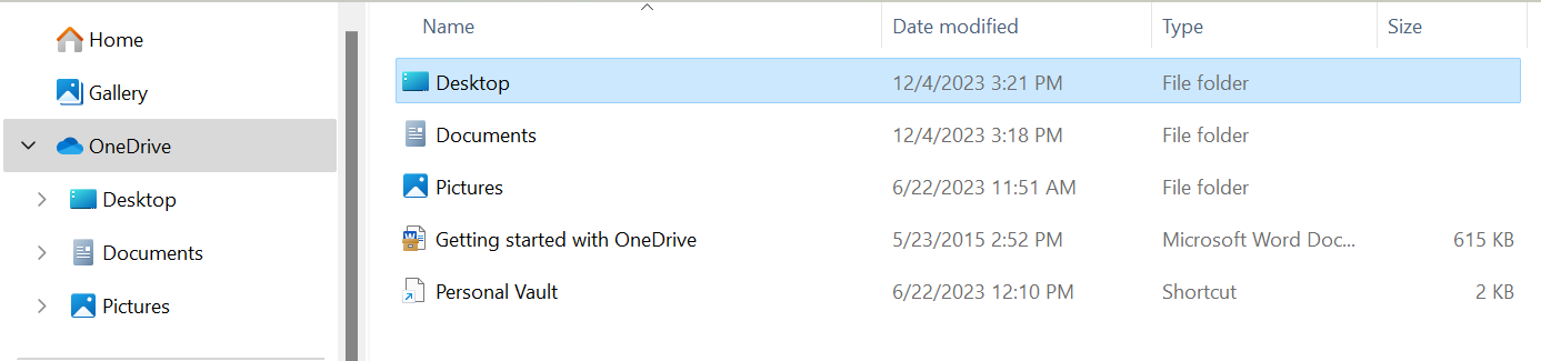 Screenshot of File Explorer emphasizing OneDrive.