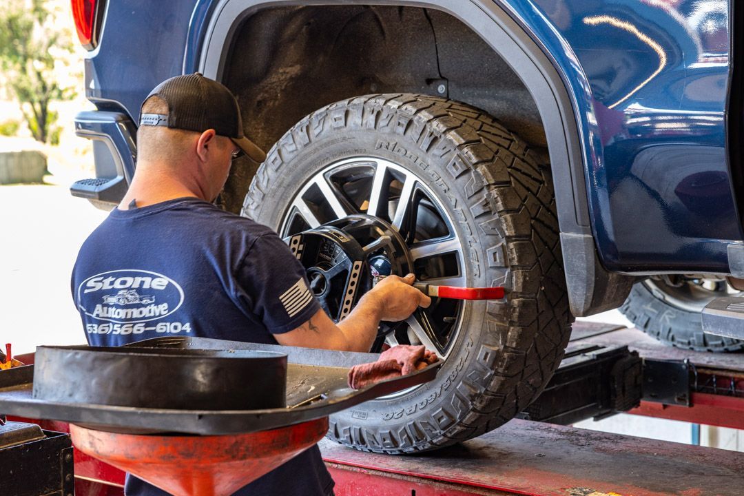 Wheel alignemnt service offered at Stone Automotive in Winfield, MO