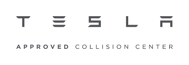 Tesla Approved Collision Center logo.