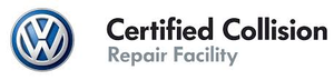 Volkswagen Certified Collision Repair Facility logo.