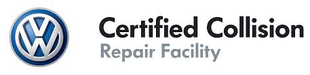 Volkswagen Certified Collision Repair Facility logo.