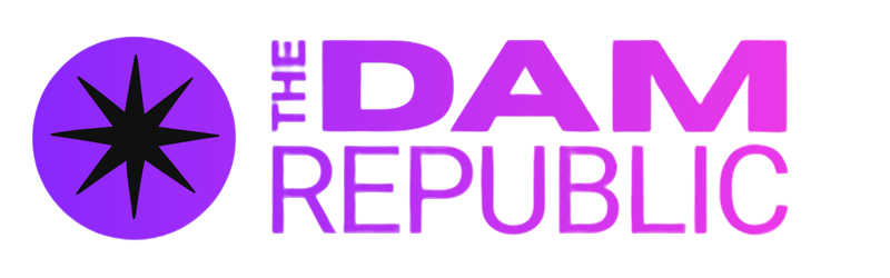 The DAM Republic logo in white.