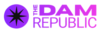 The DAM Republic logo in white.