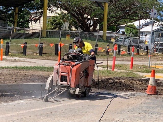 Cutting The Cement Road — Concrete Cutting In West Mackay, QLD